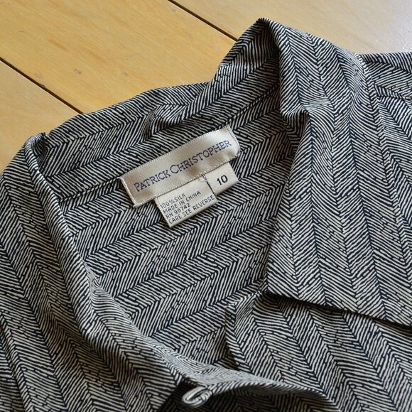 Patrick Christopher Silk Satin Blouse Button Up Size 10 - Picture 8 of 12